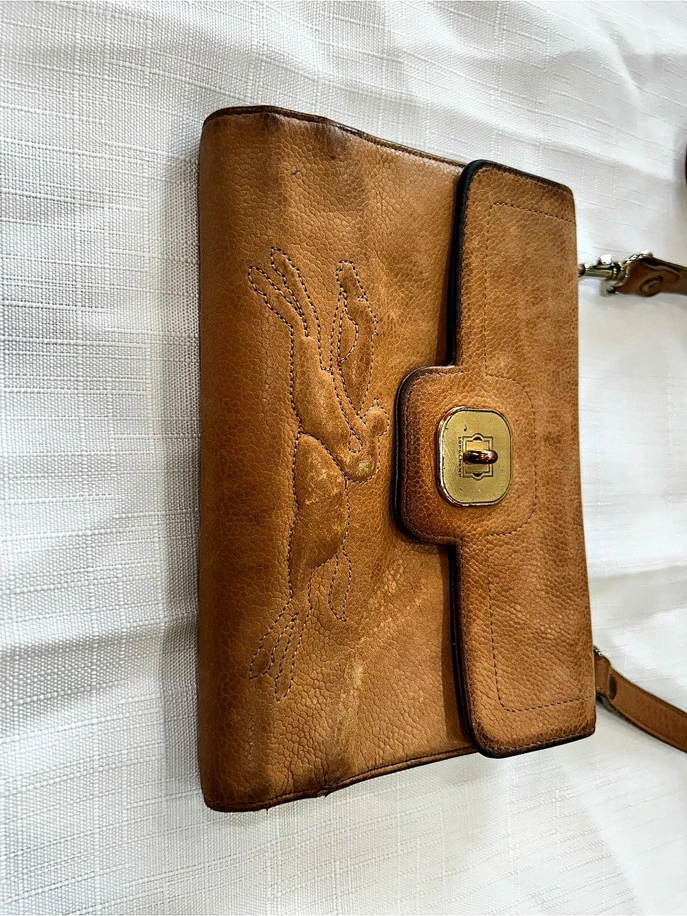 Longchamp vintidge Leather Crossbody Wallet in Brown